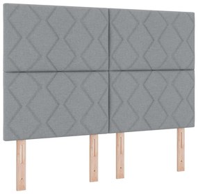 Cama Box com Colchão e Banco Cinza Claro 140x200 cm Tecido