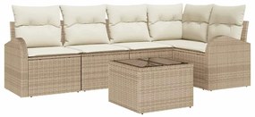 Conjunto de Sofás de Jardim vidaXL 6 Peças com Almofadas Castanho Ratt