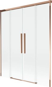 Mexen Rox painel de banho de 2 asas deslizantes 160 x 150 cm, transparente, ouro rosa - 8C9-160-002-60-00