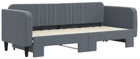 Sofá-cama com gavetão 80x200 cm veludo cinzento-escuro