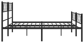 Estrutura de cama com cabeceira e pés 183x213 cm metal preto