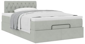 Cama otomana com colchão cinza claro 120x190 cm Veludo