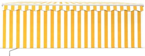 Toldo retrátil manual com estore/LED 4x3 m amarelo e branco