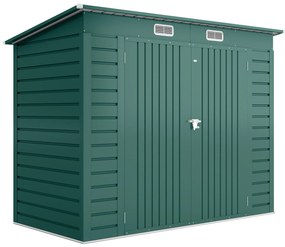 Outsunny Abrigo de Jardim 2,7m² 249x121x183 cm Abrigo de Exterior com Porta Dupla 2 Ventilaç4oes e Trava Abrigo para Pátio Verde | Aosom Portugal