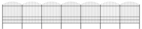 vidaXL Cerca de jardim com topo em lanças (1,75-2)x11,9 m aço preto