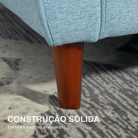 Sofá de 2 Lugares para Sala com Apoio de Braços Almofadas e Assento Acolchoado Capa de Almofada Lavável 140x78x83 cm Azul Claro