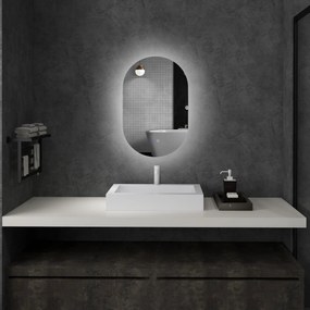 Espelho Casa de Banho com Luzes LED 81x51 cm 3 Cores Ajustáveis Função Antiembaciamento e Interruptor Tátil Prata