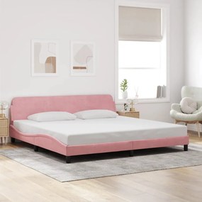 vidaXL Estrutura de cama c/ cabeceira 200x200 cm veludo rosa