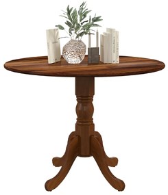 Mesa de jantar redonda de 100 cm para 4 pessoas em madeira de cauchu com base em pedestal para sala de estar e sala de jantar Cor Nogueira