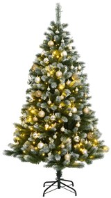 vidaXL Árvore Natal artificial articulada c/ 300 luzes LED+bolas 210cm
