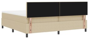 Cama Box Spring com Colchão Bege Claro 200x200 cm Tecido de Corduroy