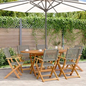 vidaXL Cadeiras de jardim dobráveis 6 pcs vime PE/madeira maciça cinza