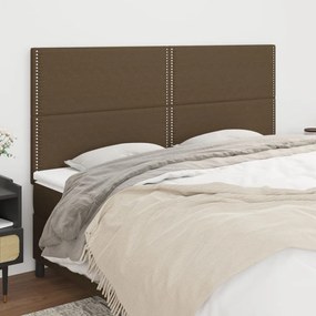 3116209 vidaXL Cabeceira de cama 4 pcs tecido 90x5x78/88 cm castanho-escuro