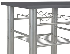 3 pcs conjunto de bar com prateleiras madeira e aço preto