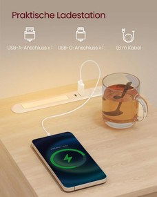 Conjunto de 2 mesas de cabeceira com iluminação LED e portas USB 30 x 25 x 59,5 cm Amarelo amêndoa + Branco