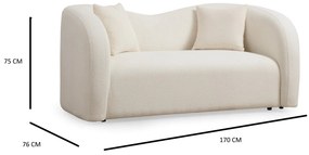 Sofá de 2 Lugares Asos – Creme – 170 cm x 76 cm x 75 cm