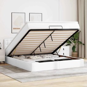 vidaXL Cama otomana com colchões &amp; LEDs 180x200 cm couro artificial