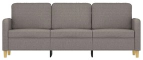 Sofá de 3 lugares tecido 180 cm cinzento-acastanhado