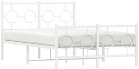 Estrutura de cama com cabeceira e pés 120x200 cm metal branco