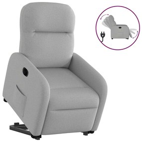 vidaXL Poltrona reclinável elevatória elétrica tecido cinzento-nublado