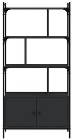 Estante com portas 76,5x30x154,5 cm derivados de madeira preto
