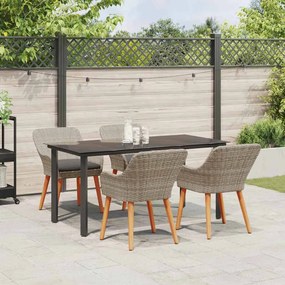 Conjunto de sala de jantar 5 pcs Cinza claro e preto