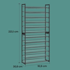 Sapateira com 12 prateleiras (2x 6 prateleiras)  30,8 x 92,6 x 223,1 cm preta
