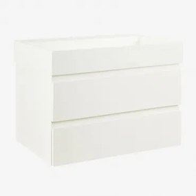 Conjunto De Móvel De Casa De Banho Suspenso Em Madeira E Folha De Freixo Com Lavatório Integrado Ona Branco & Sem Espelho & Sem - Sklum