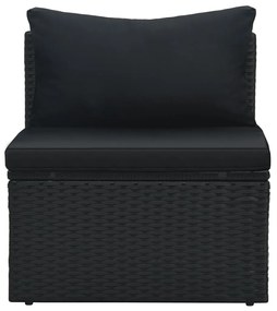 6 pcs conjunto lounge de jardim c/ almofadões vime PE preto