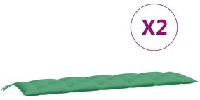 Almofadões banco jardim 2 pcs 180x50x7cm tecido oxford verde