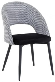 Conjunto 4 Cadeiras de Cozinha e Sala de Jantar  CLEO, metal, tecido houndstooth com tecido preto