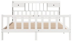 Cama com estante sem colchão 180x200 cm pinho maciço branco
