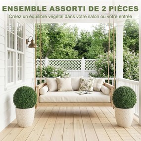 Conjunto de 2 bolas artificiais (VASOS NÃO INCLUIDOS), resistentes aos raios UV, 42 cm, para decoração interior/exterior verdes