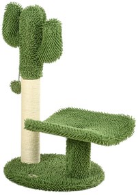 PawHut Arranhador para Gatos em Forma de Cactus de 55,5 cm com Poste de Sisal Cama e Bola de Brinquedo 35x31x55,5 cm Verde | Aosom Portugal