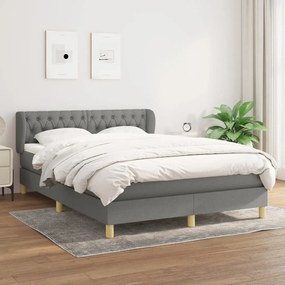 3127038 vidaXL Cama com molas/colchão 140x190 cm tecido cinzento-escuro