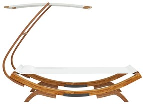 Espreguiçadeira c/ toldo 100x190x134 cm madeira curva creme