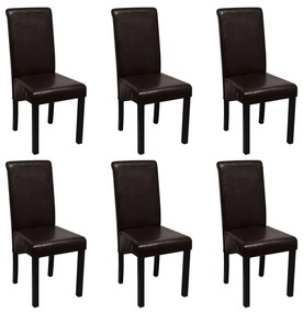 vidaXL Cadeiras de jantar 6 pcs couro artificial castanho