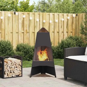 vidaXL Fire Pit Preto 50 x 50 x 95 cm Aço laminado a frio