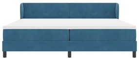 Cama Box Spring vidaXL com Colchão Azul Escuro 200x200 cm Veludo