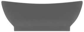 Lavatório luxuoso oval 58,5x39 cm cerâmica cinza-escuro mate