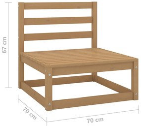 Sofá de 3 lugares para jardim pinho maciço castanho mel