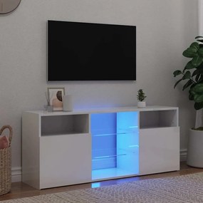Móvel de TV com luzes LED 120x30x50 cm branco brilhante