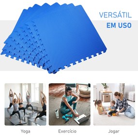 HomCom Tapete puzzle para Crianças e Bebés - Azul - Borracha Espuma EVA - 2,88 m²