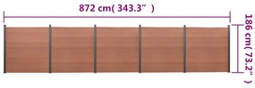 Conjunto de painéis de vedação 872x186 cm WPC castanho