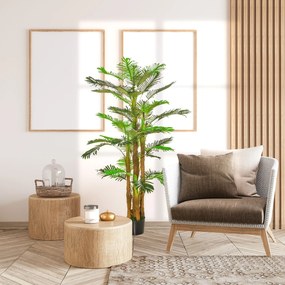 Palmeira artificial, 1,85 m de altura com tronco, ramos, líquen e folhas, muito realista. Vaso incluído.