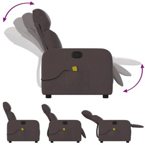 Poltrona de massagens reclinável tecido castanho-escuro