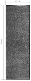 Tapete de porta lavável 60x180 cm antracite
