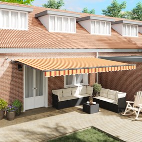 vidaXL Toldo Retrátil Automático com LED Amarelo e Laranja 500x300 cm