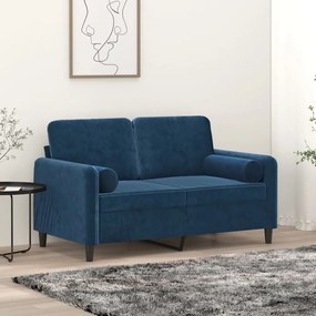 vidaXL Sofá 2 lugares c/ almofadas/almofadões 120 cm veludo azul