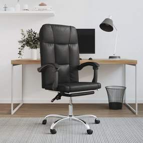 vidaXL Cadeira de escritório reclinável couro artificial preto